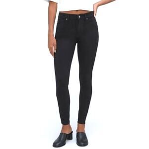 Everlane Regular Fit Mid Rise Skinny Jeans Button Fly Pockets Black Size 28